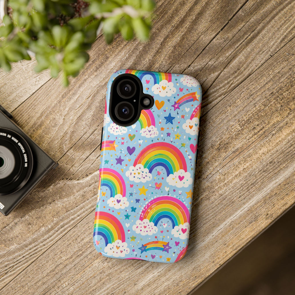 Rainbow Clouds Phone Case — Cute Pastel Rainbow Pattern Tough Case