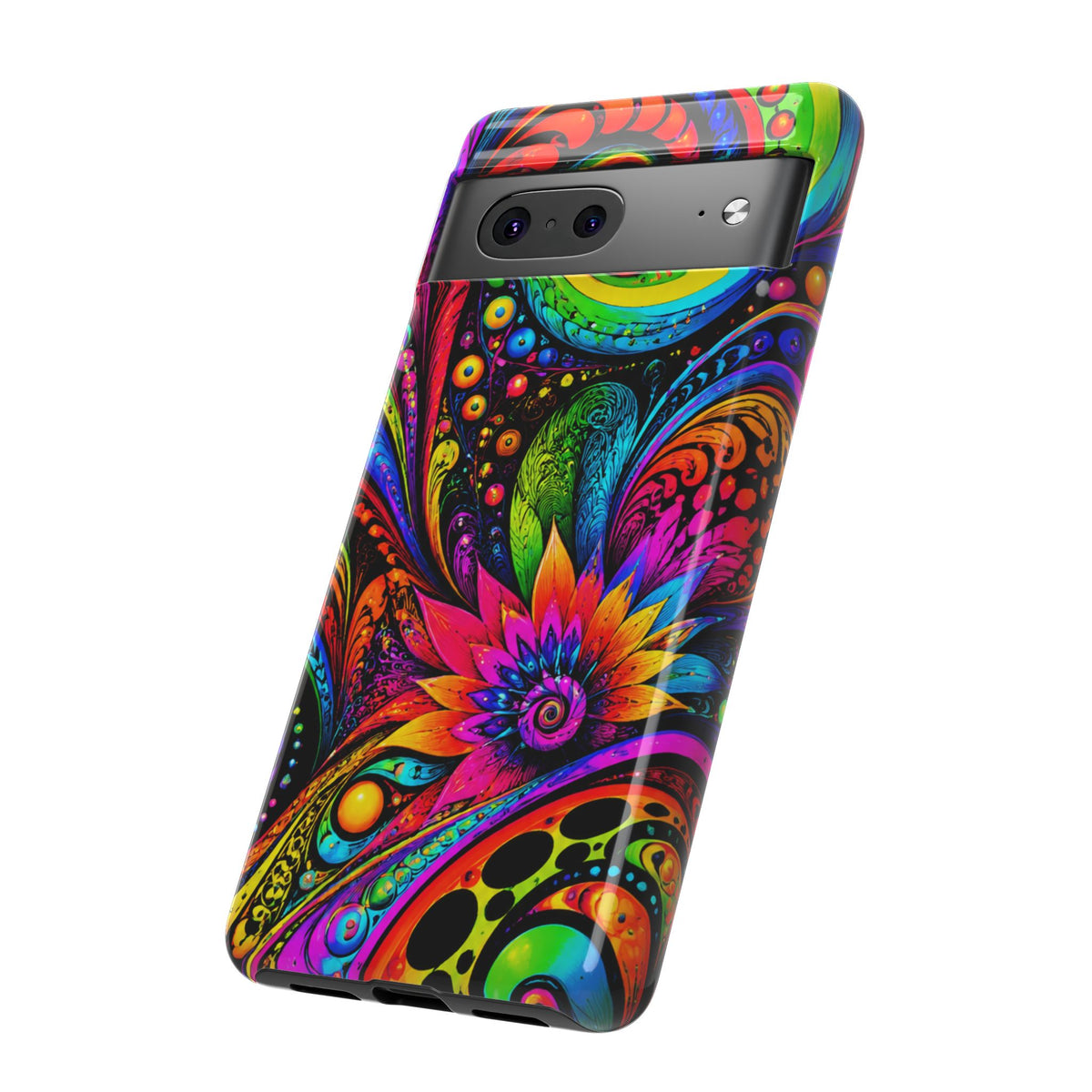 Psychedelic Floral Phone Case — Vibrant Swirl Tough Protective Cover