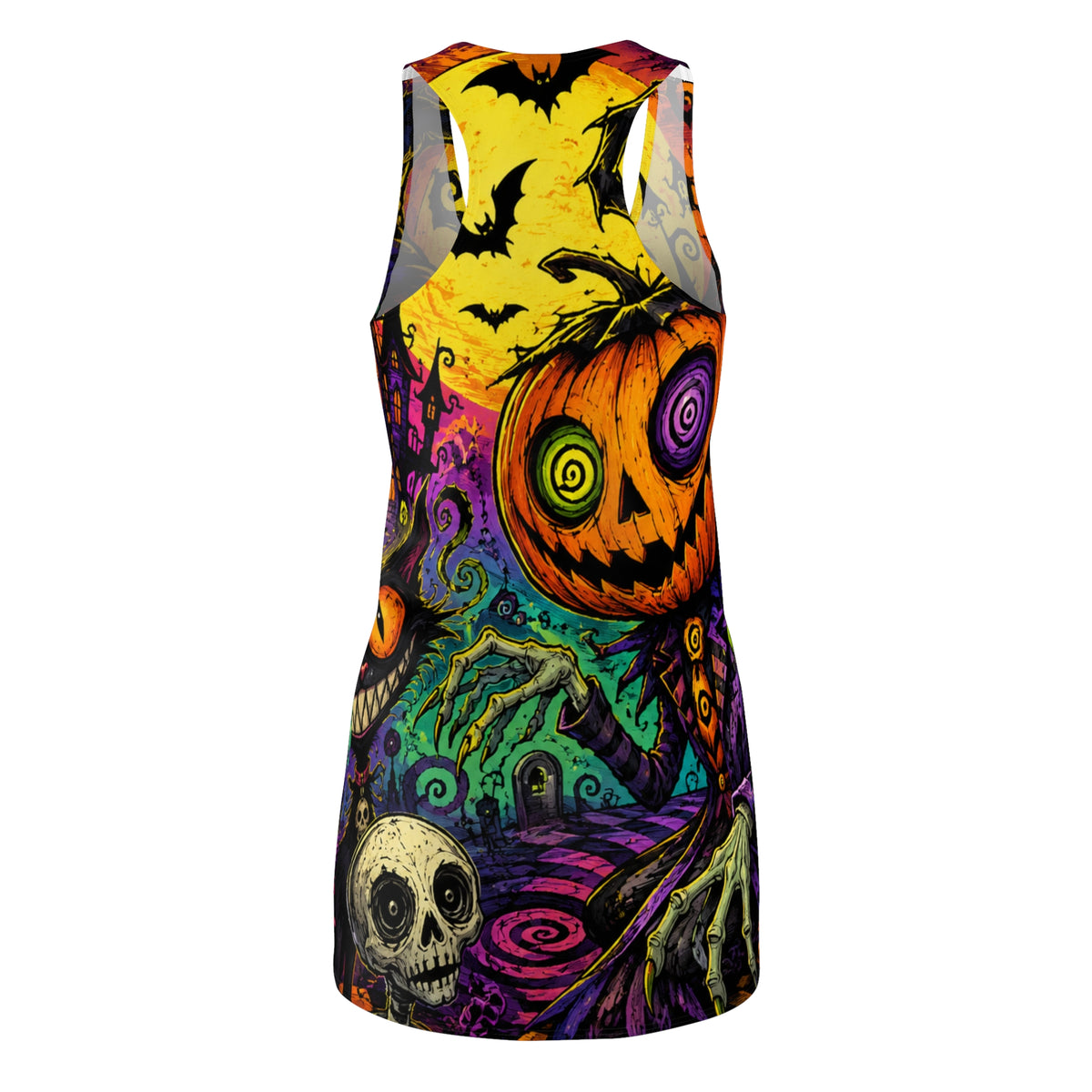 Psychedelic Halloween Pumpkin Racerback Dress | AOP