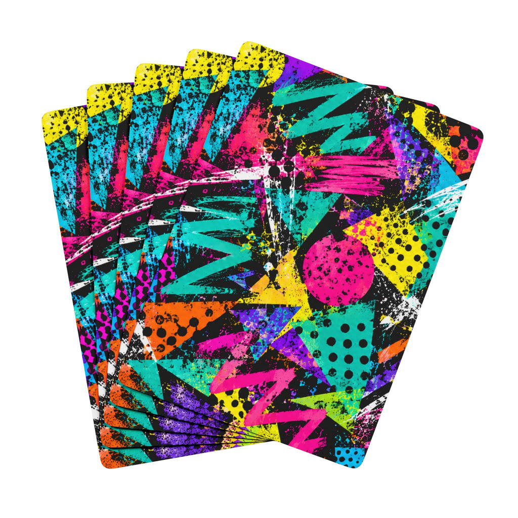 Retro Neon Abstract Poker Playing Cards — Vibrant 80s-Style Card Deck