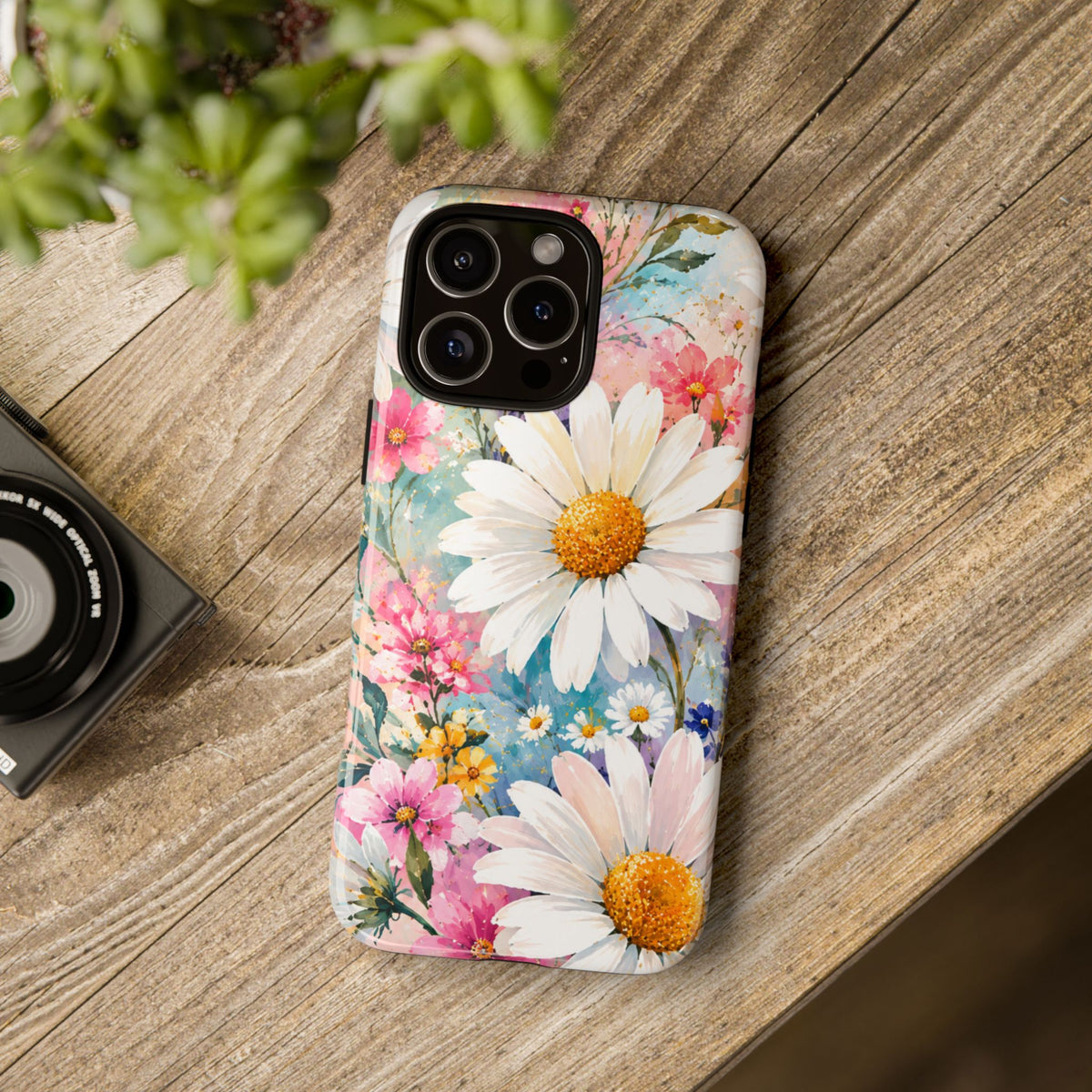 Floral Daisy Phone Case — Watercolor Daisies Protective Tough Case