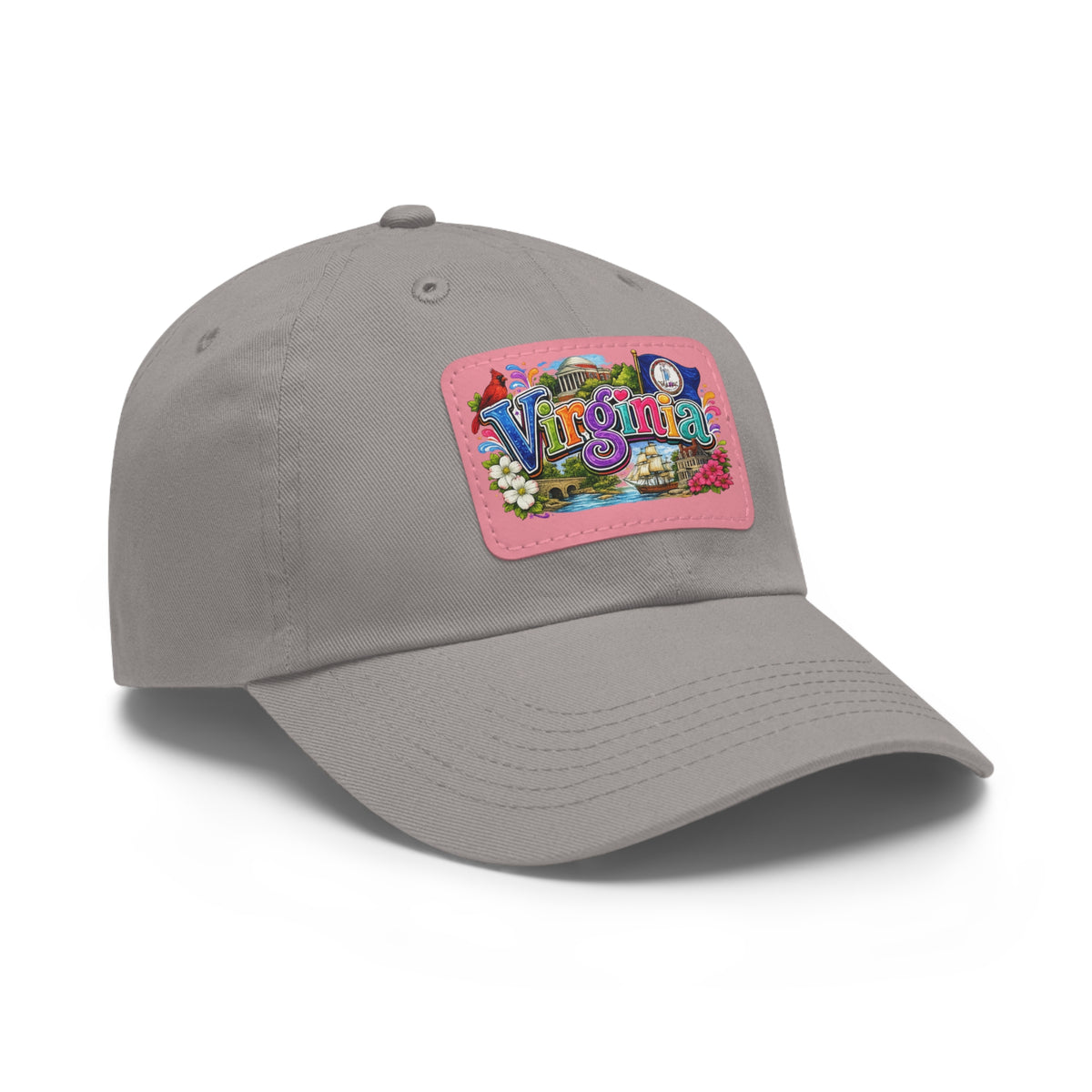 Virginia Postcard Patch Dad Hat | Leather Rectangle State Patch