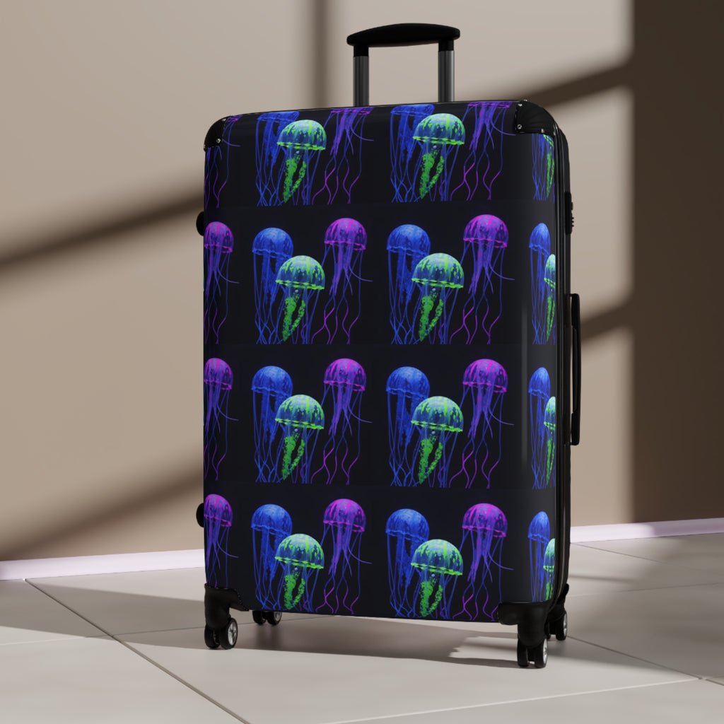 Neon Jellyfish Carry-On Suitcase – Ocean Glow Luggage Cover