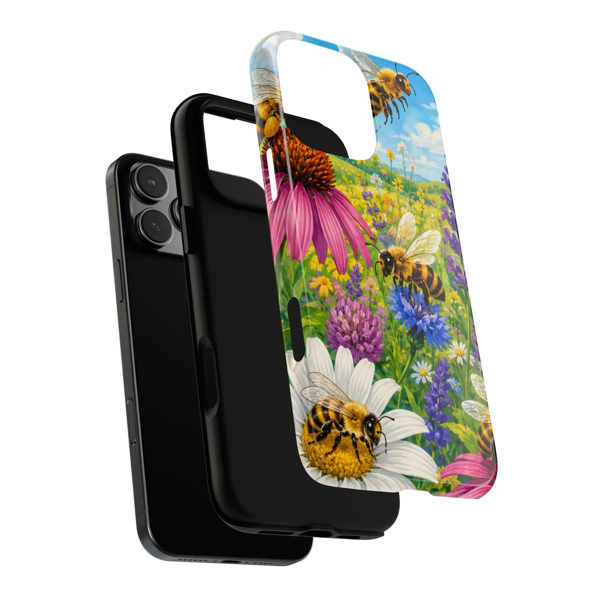 Bee Meadow Phone Case — Floral Honeybee Protective Cover