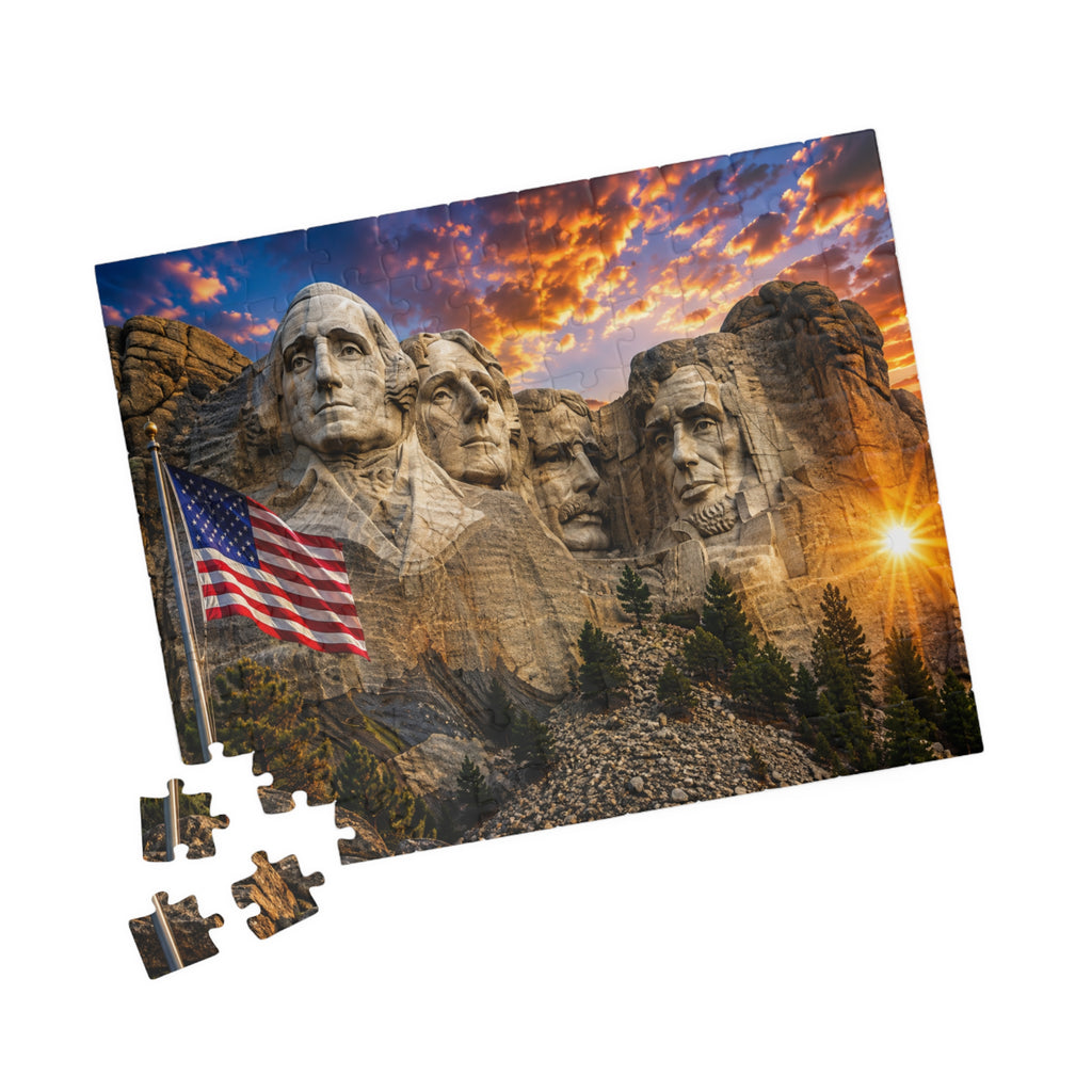 Mount Rushmore Sunset Puzzle — Patriotic American Landmark Jigsaw (110/252/520/1014 pcs)