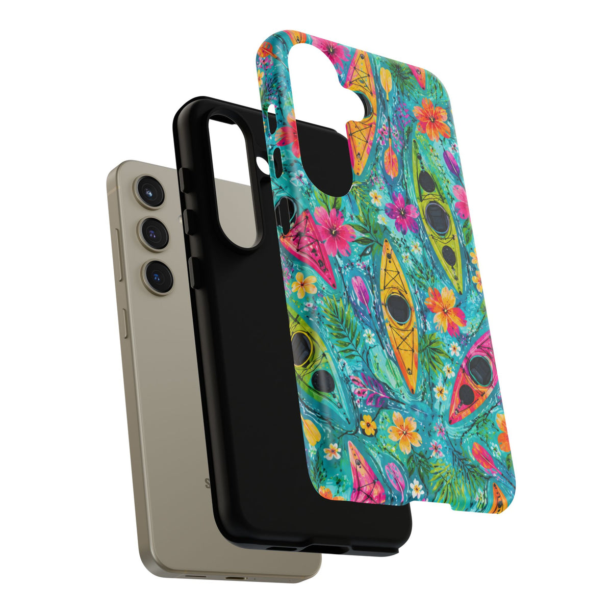 Tropical Kayak Phone Case – Colorful Floral Waterproof Pattern