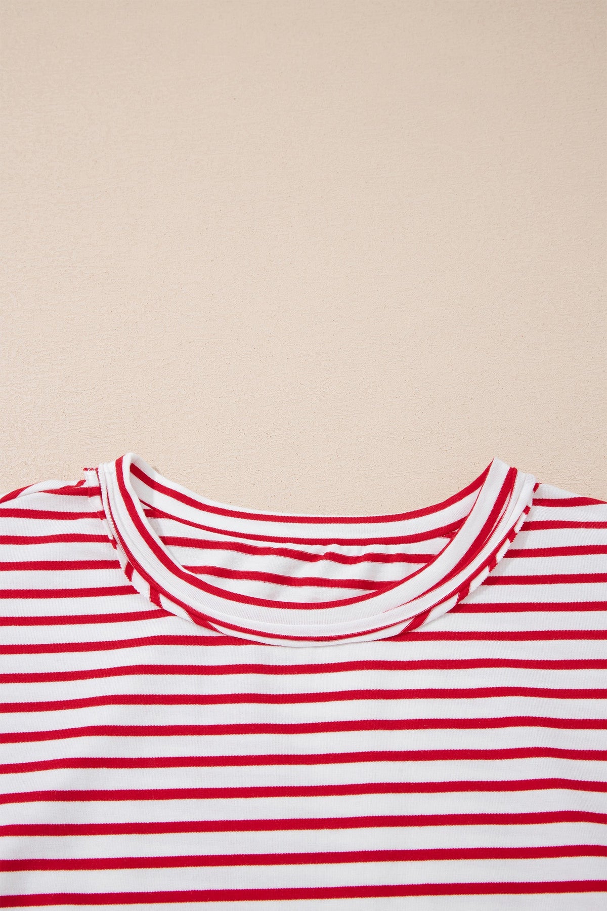 Floral Stripe Patchwork Puff Sleeve Round Neck Top