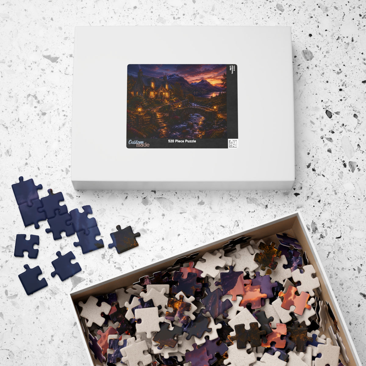Twilight Lakeside Cottage Puzzle — Scenic 110/252/520/1014-Piece Jigsaw