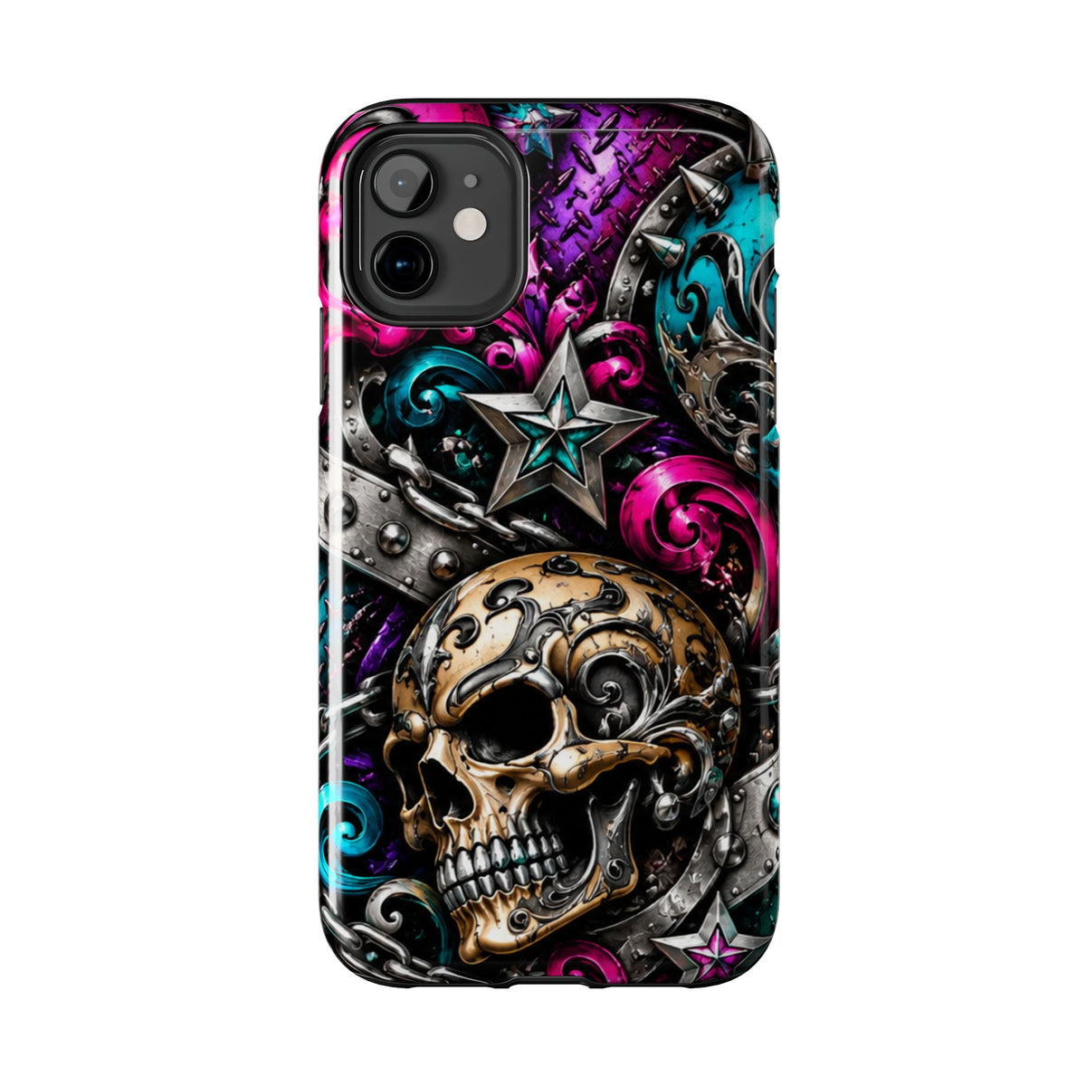 Skull & Stars Tough Phone Case | Colorful Gothic Skull Phone Case