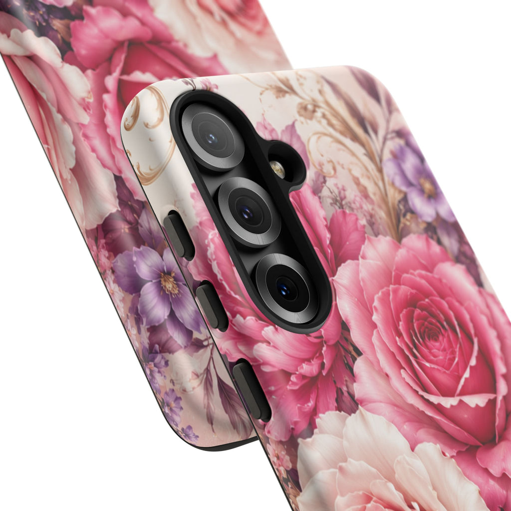 Pink Vintage Roses phone case | floral iPhone cover