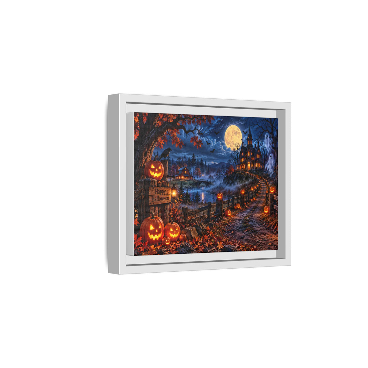 Halloween Pumpkin Path Matte Canvas Framed Wall Art
