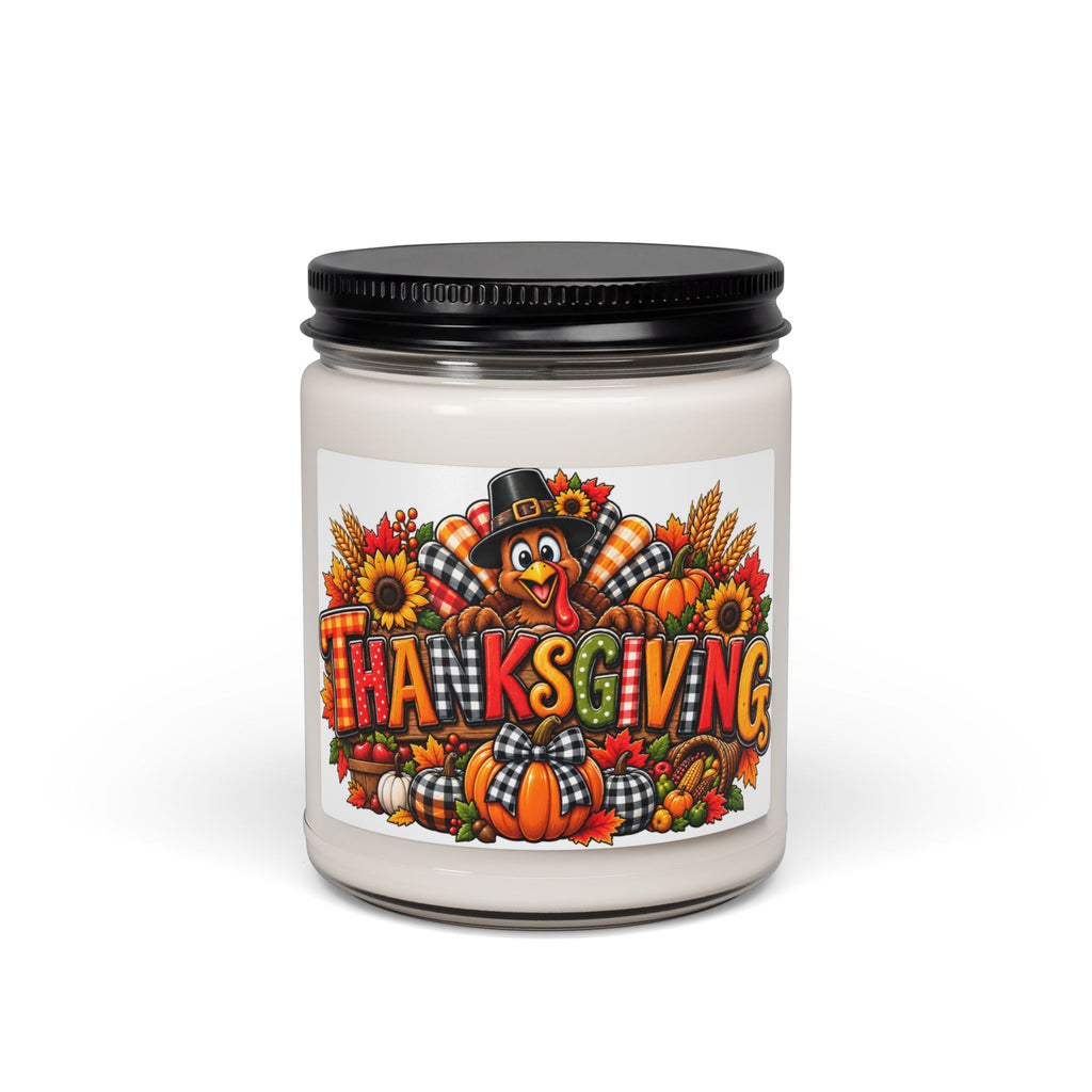 Thanksgiving Scented Soy Candle, 9oz – Autumn Pumpkin & Turkey Holiday Jar