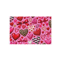Valentine Heart Pattern Outdoor Rug - Pink Hearts & Bows Patio Mat