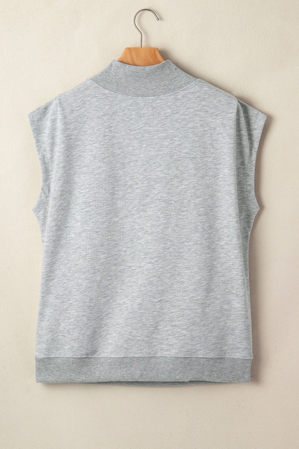 Solid Mock Neck Cap Sleeve Oversized Top
