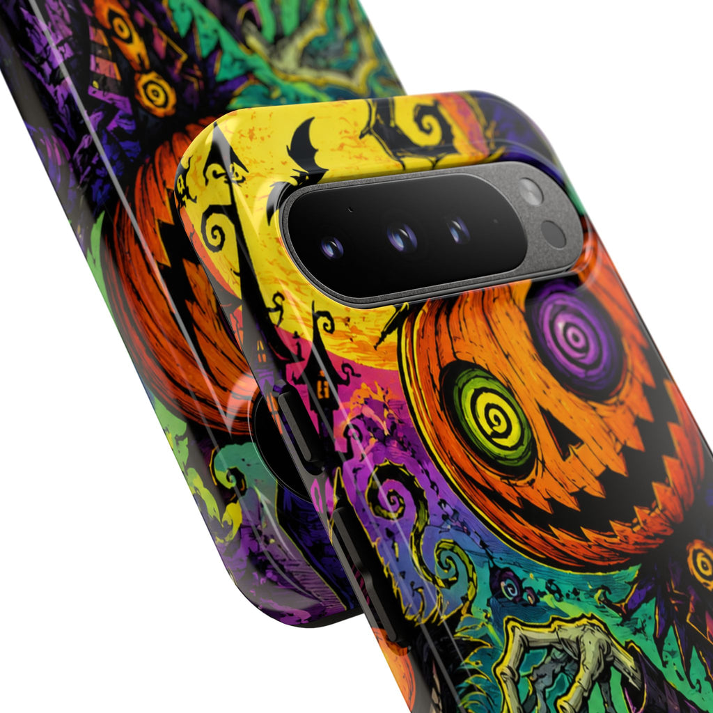 Halloween Pumpkin Skull Phone Case — Psychedelic Jack-o'-Lantern Tough Case