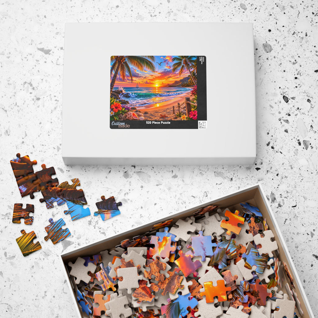 Tropical Sunset Beach Puzzle – 520/1014/252/110-Piece Scenic Jigsaw