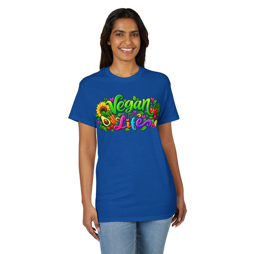 Vegan Life T‑Shirt — Colorful Sunflower & Avocado Plant-Based Pride Tee