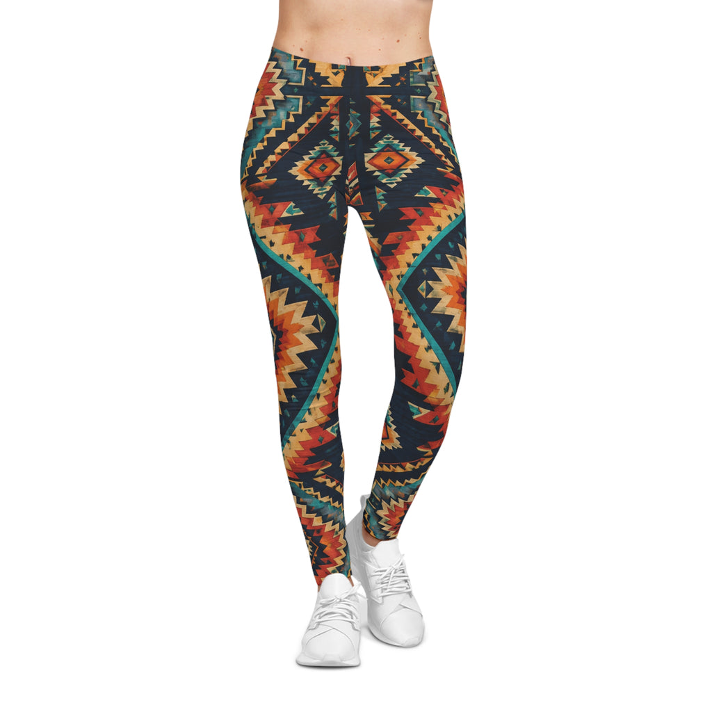 Southwest Aztec Print Leggings — Colorful Boho Tribal All-Over Print
