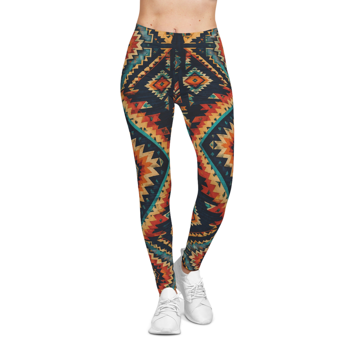 Southwest Aztec Print Leggings — Colorful Boho Tribal All-Over Print
