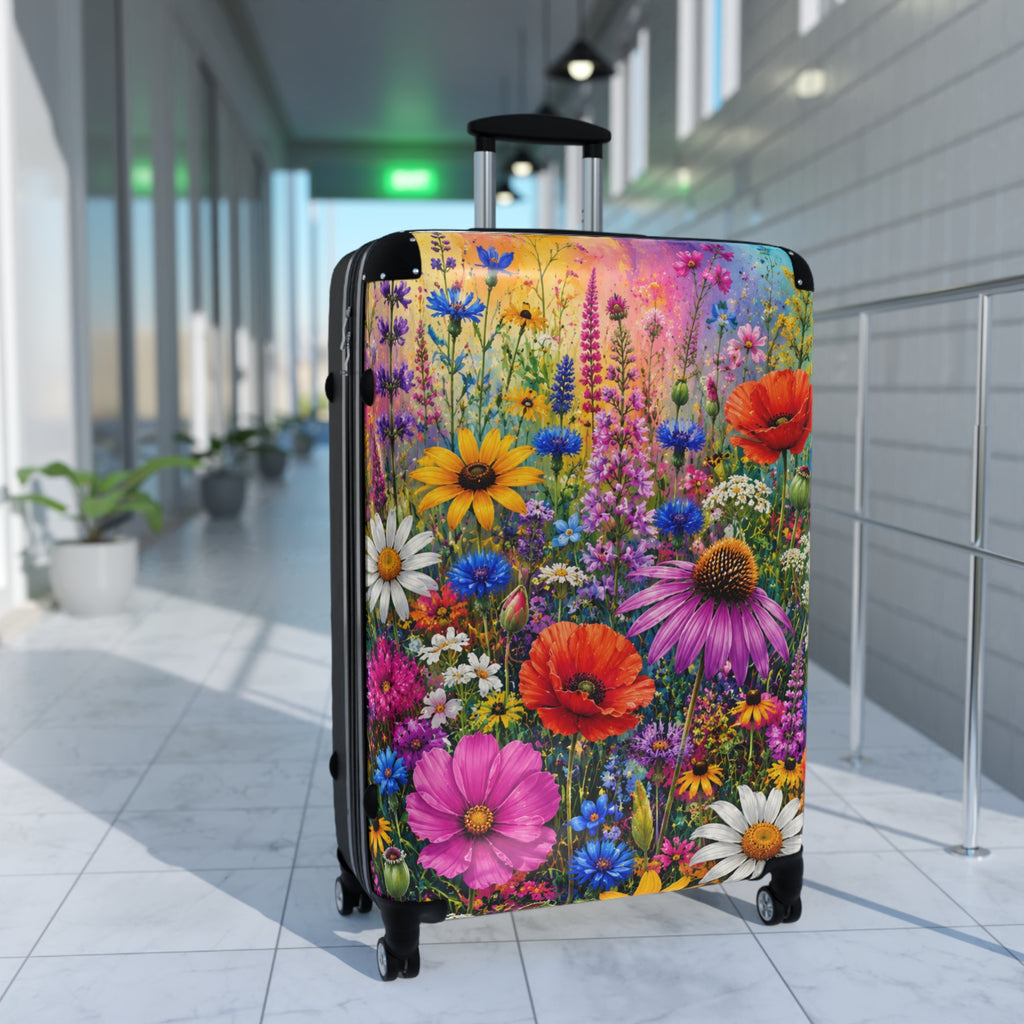 Floral Meadow Suitcase – Colorful Wildflower Rolling Luggage