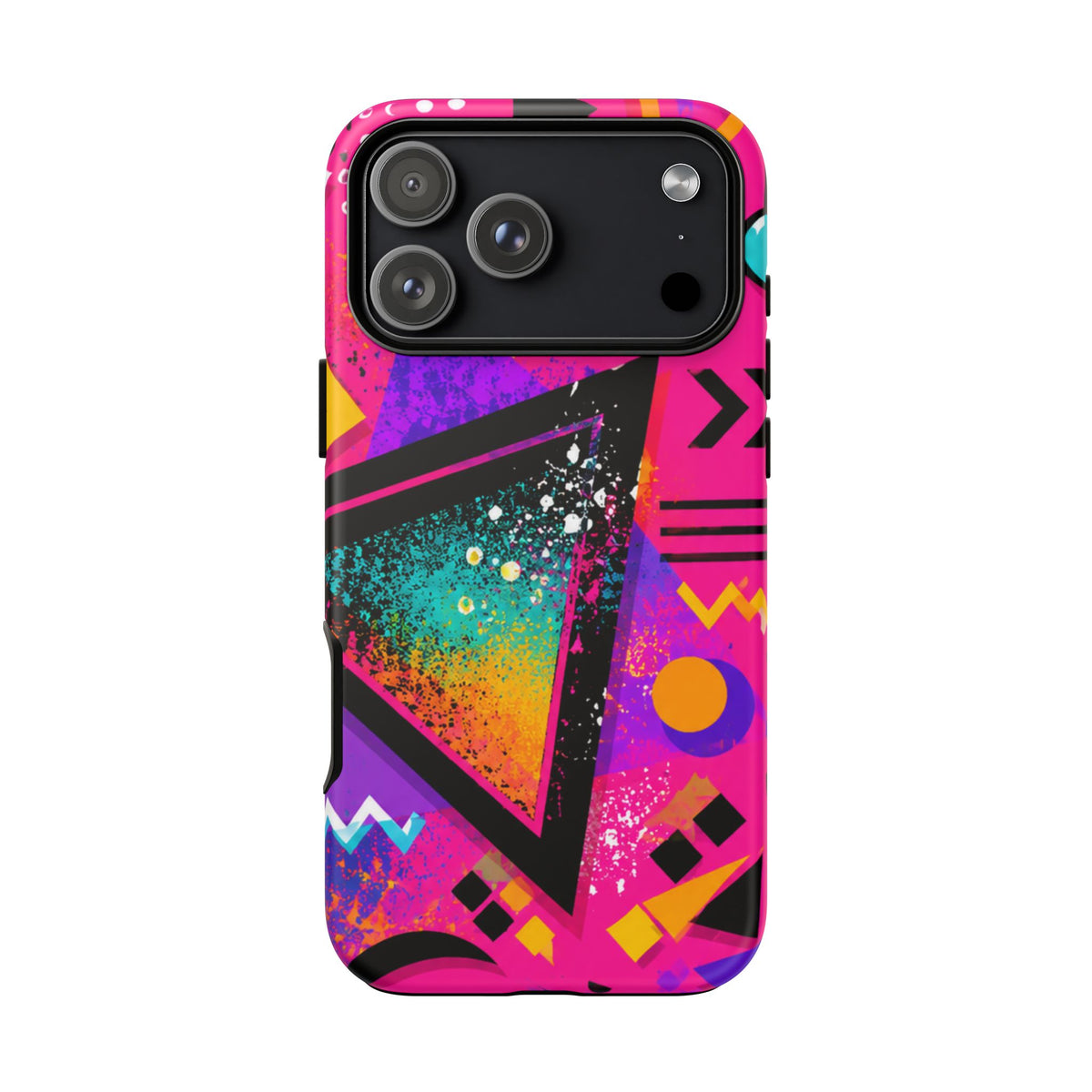 Retro 80s Geometric Phone Case — Neon Triangle Tough Case