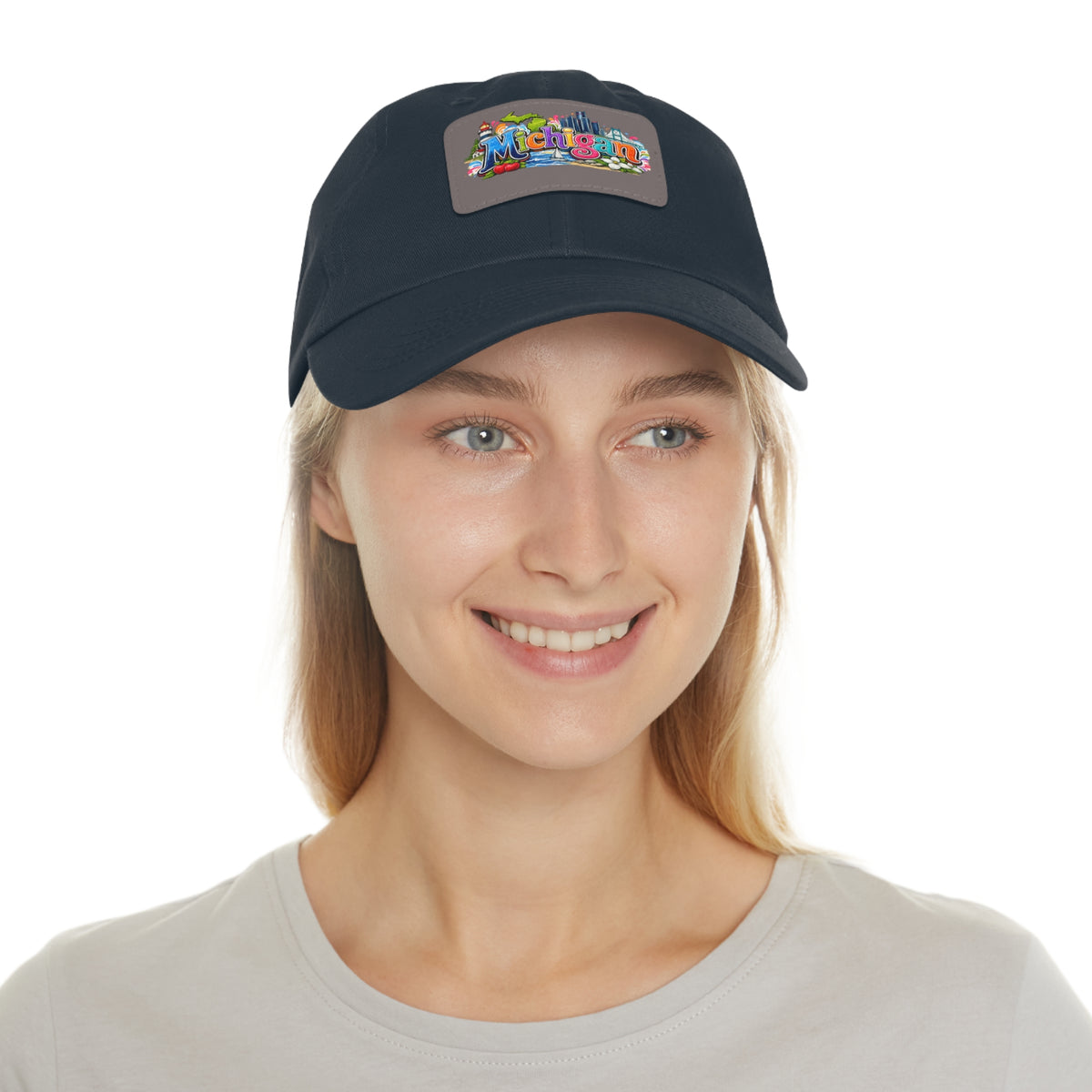 Michigan Patch Dad Hat | Leather Rectangle Patch