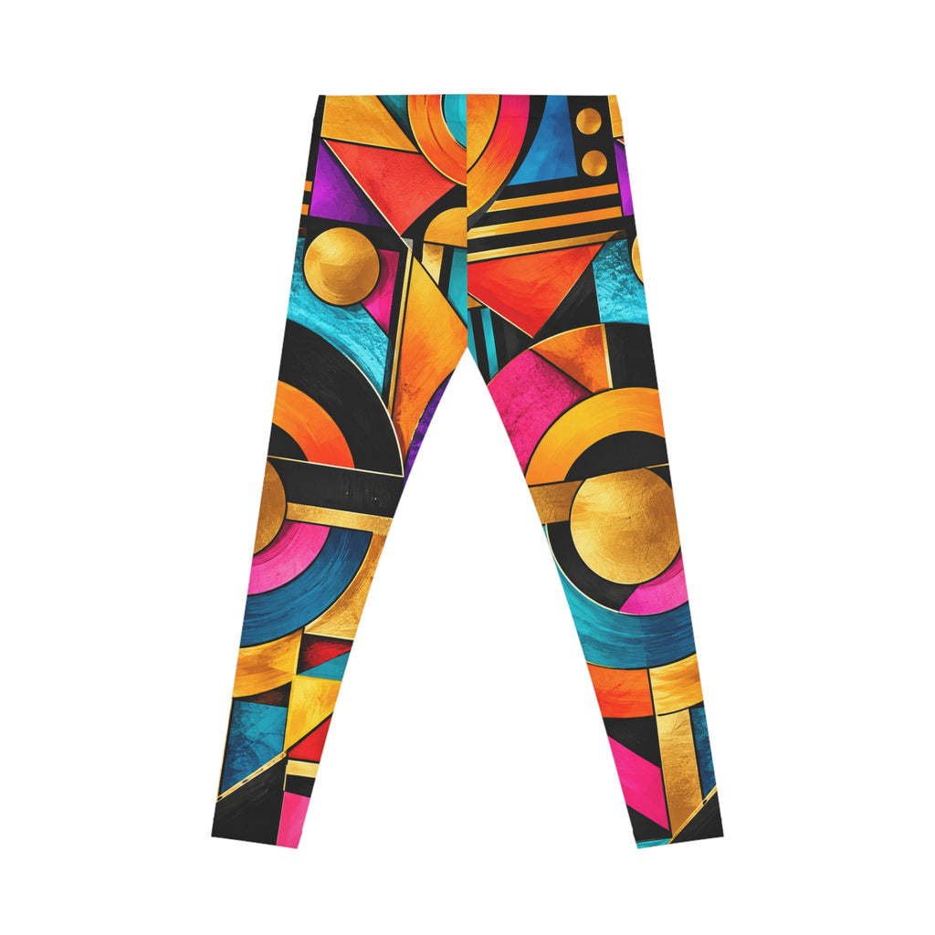 Vibrant Geometric Art Leggings — Colorful Abstract Pattern AOP