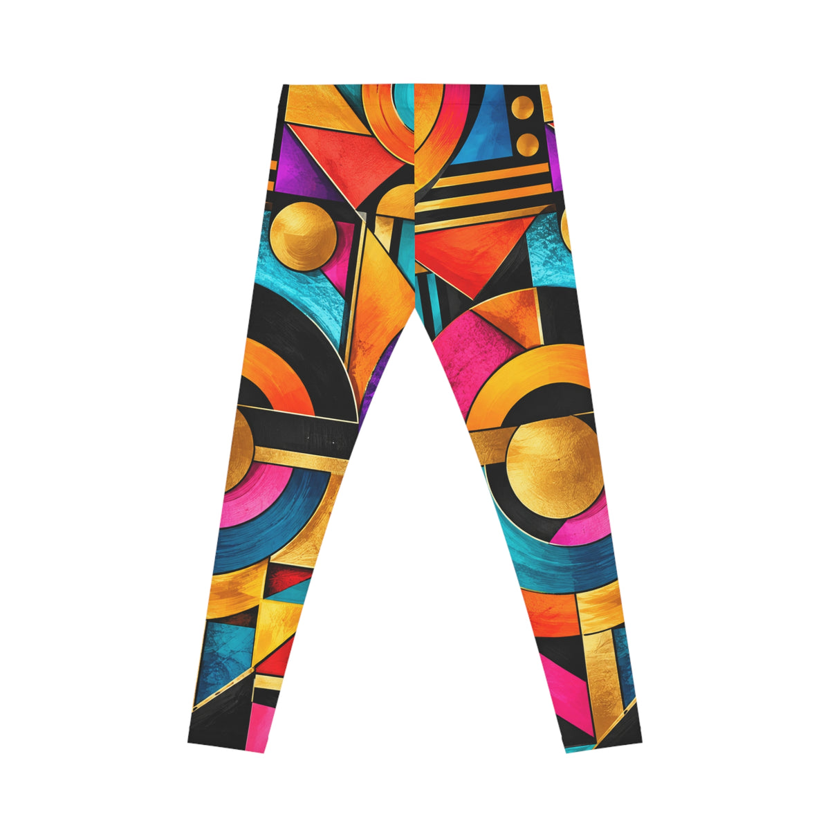 Vibrant Geometric Art Leggings — Colorful Abstract Pattern AOP