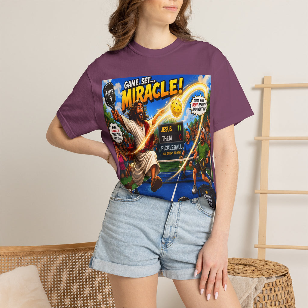 Game, Set, Miracle! Jesus Pickleball Graphic T-Shirt