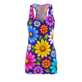Floral Racerback Dress — Bright Colorful Daisy All-Over Print