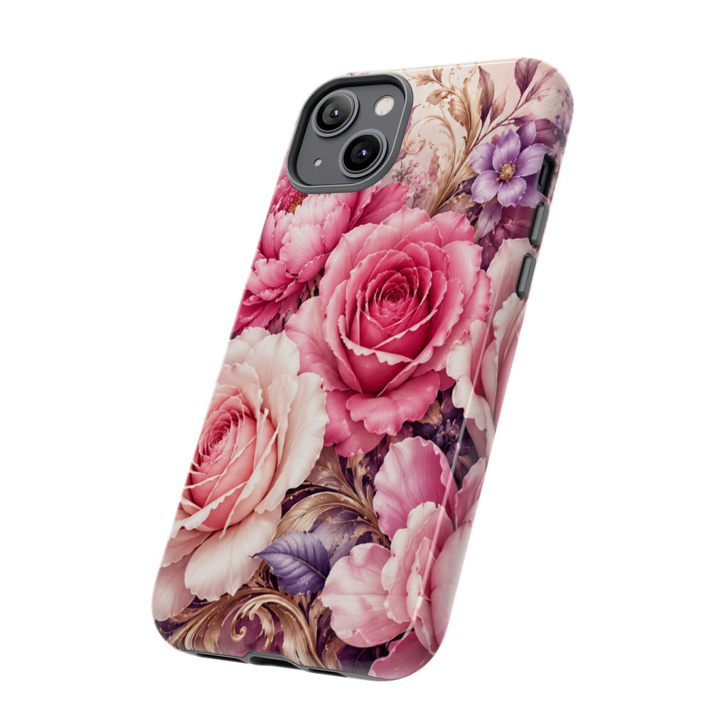 Pink Vintage Roses phone case | floral iPhone cover