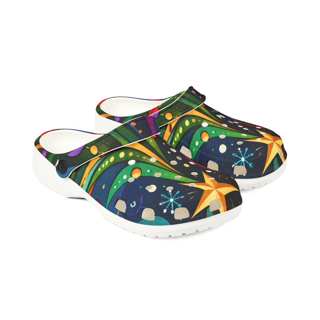 Christmas Tree Star EVA Clogs — Holiday Light Pattern Foam Shoes