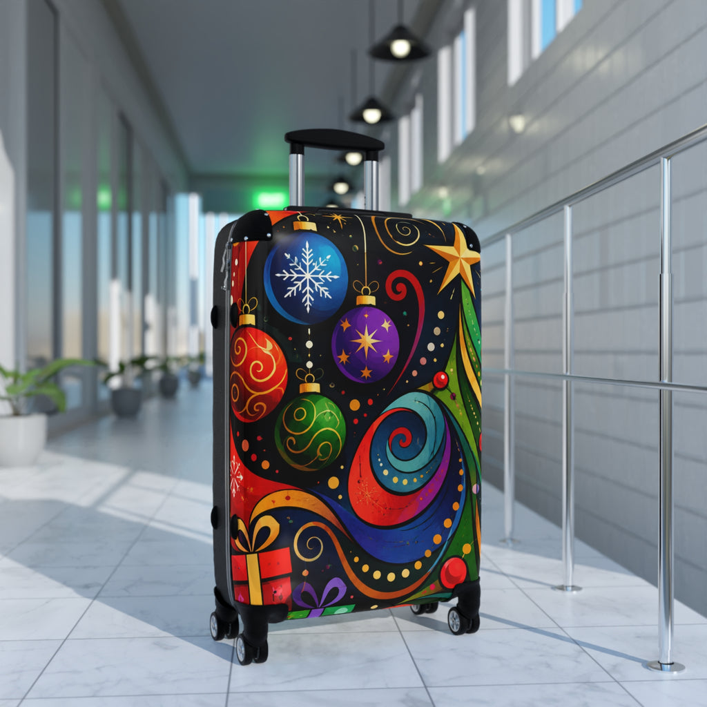 Holiday Ornaments Colorful Christmas Suitcase – Festive Travel Luggage