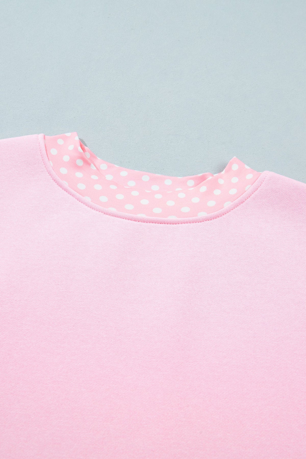 Polka Dot Contrast Trim Mock Neck Sweatshirt