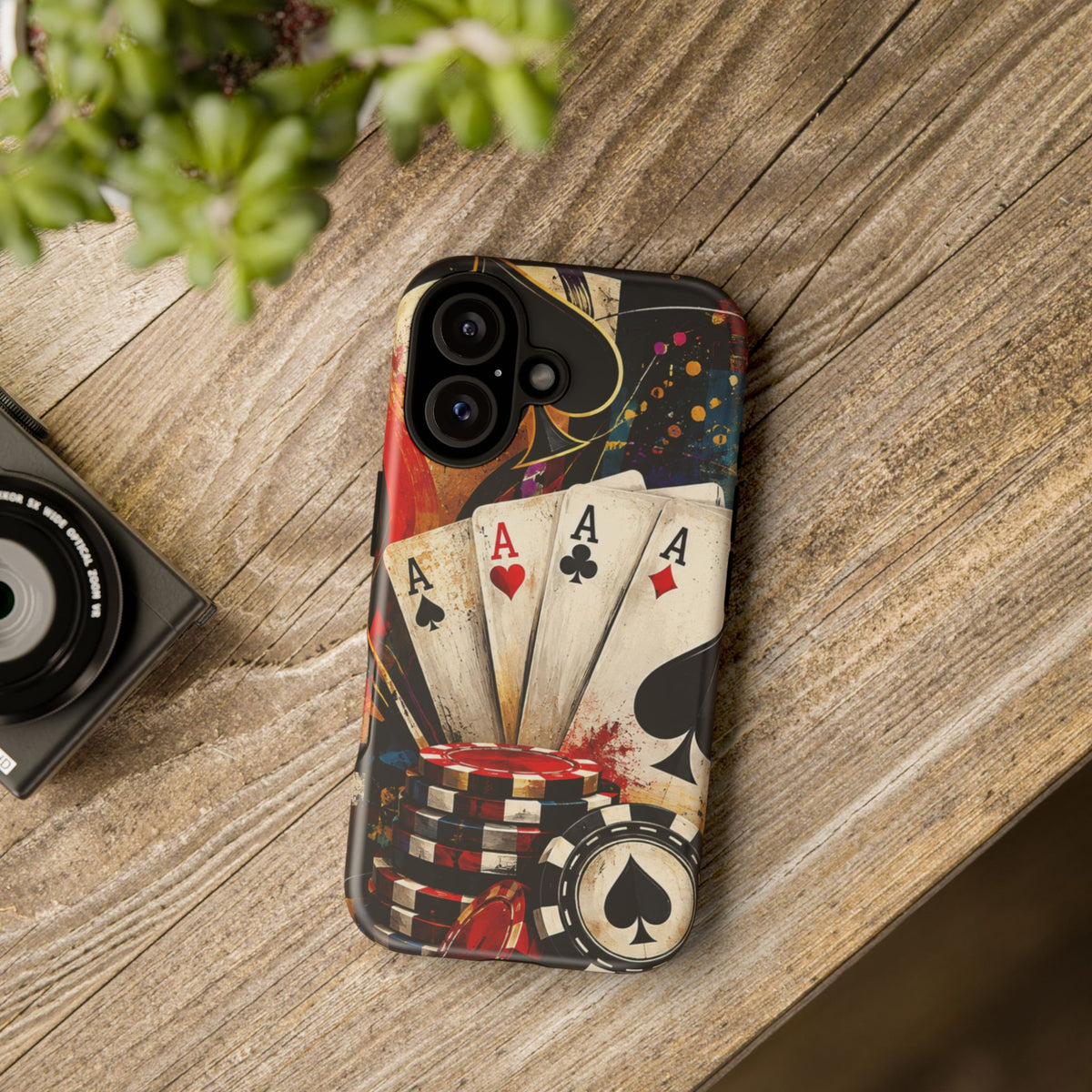 Casino Poker Ace Phone Case — Vintage Playing Cards & Chips Protective Cover