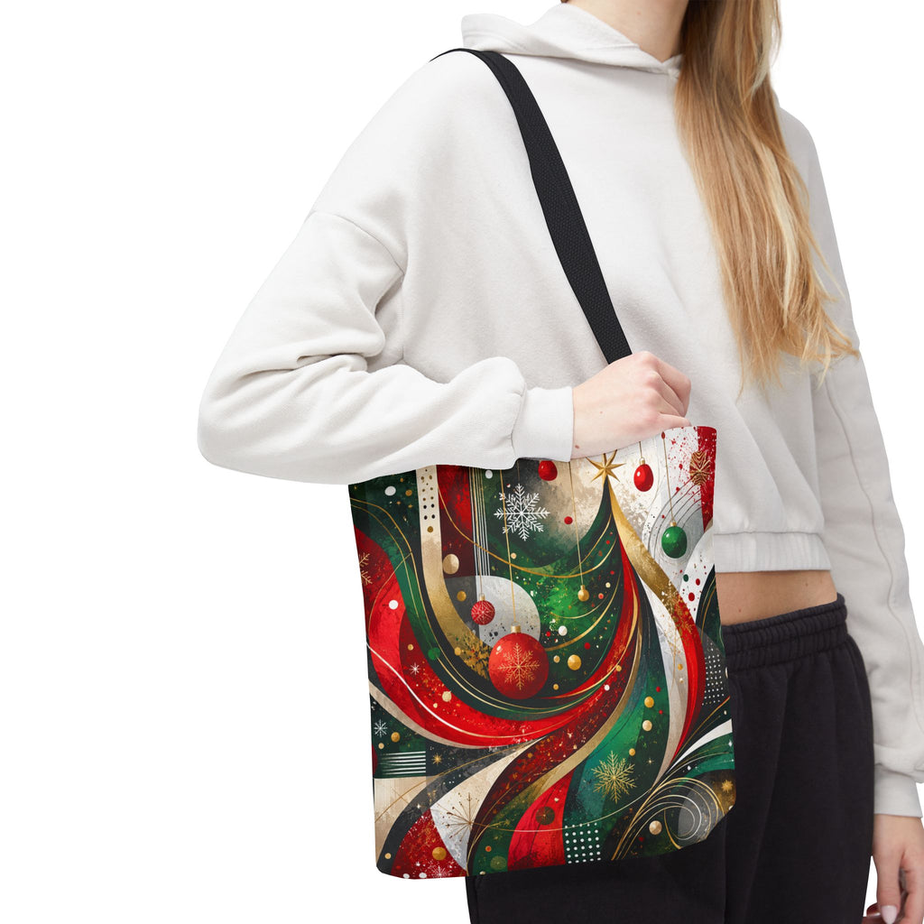 Abstract Retro Christmas Ornaments Tote Bag | Holiday Swirl Pattern