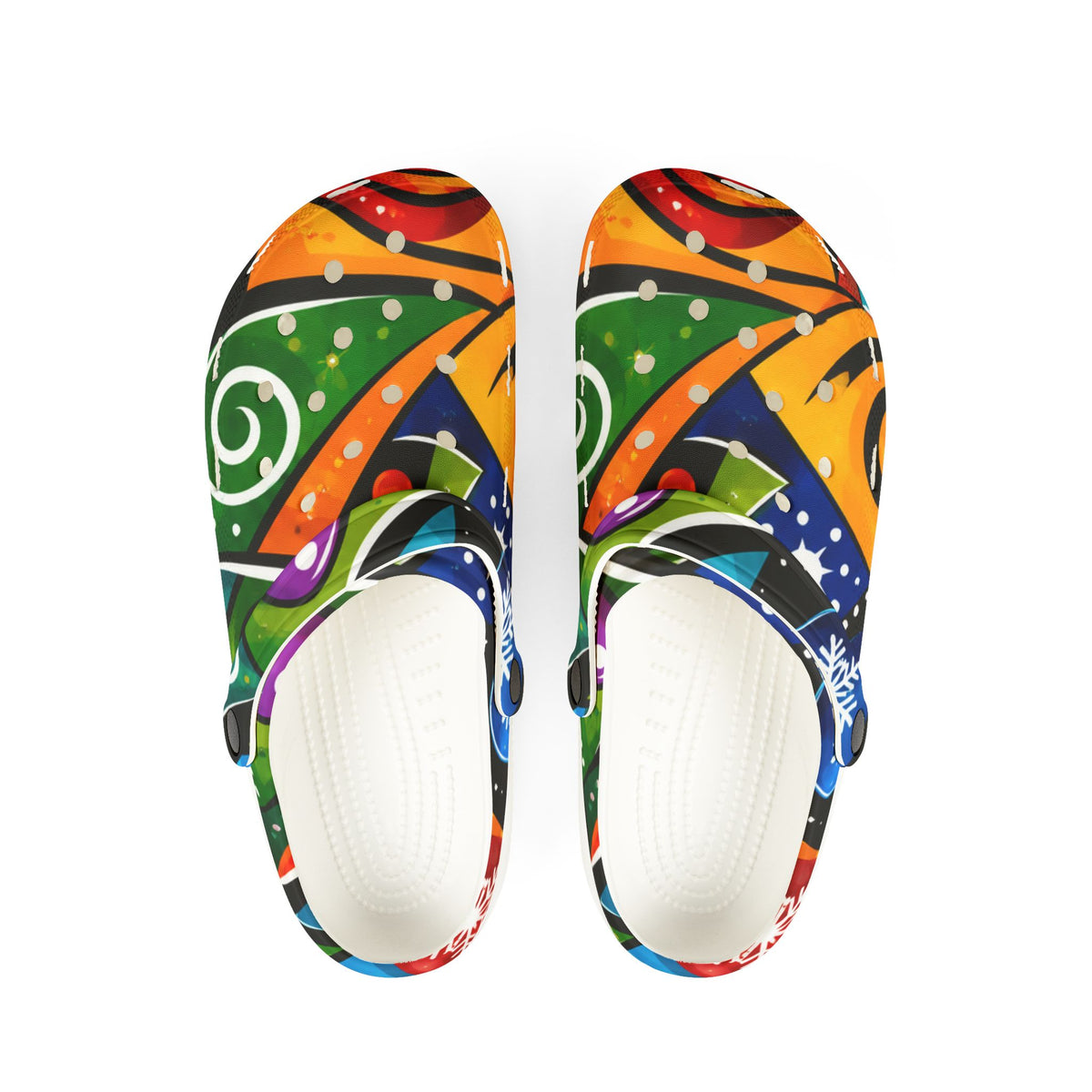 Colorful Abstract EVA Foam Clogs — Vibrant All-Over-Print Slip-On Shoes