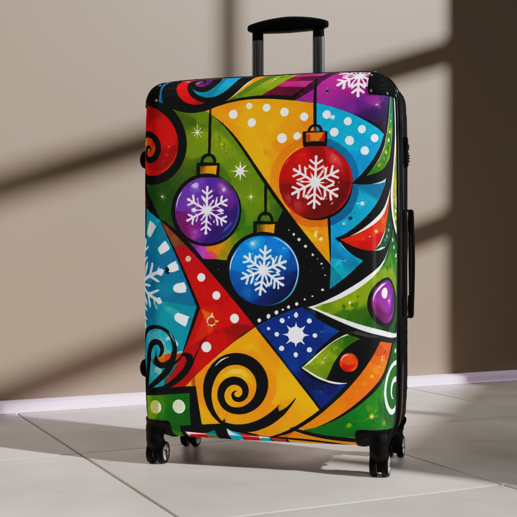 Holiday Ornament Pop Art Suitcase — Colorful Christmas Carry-On