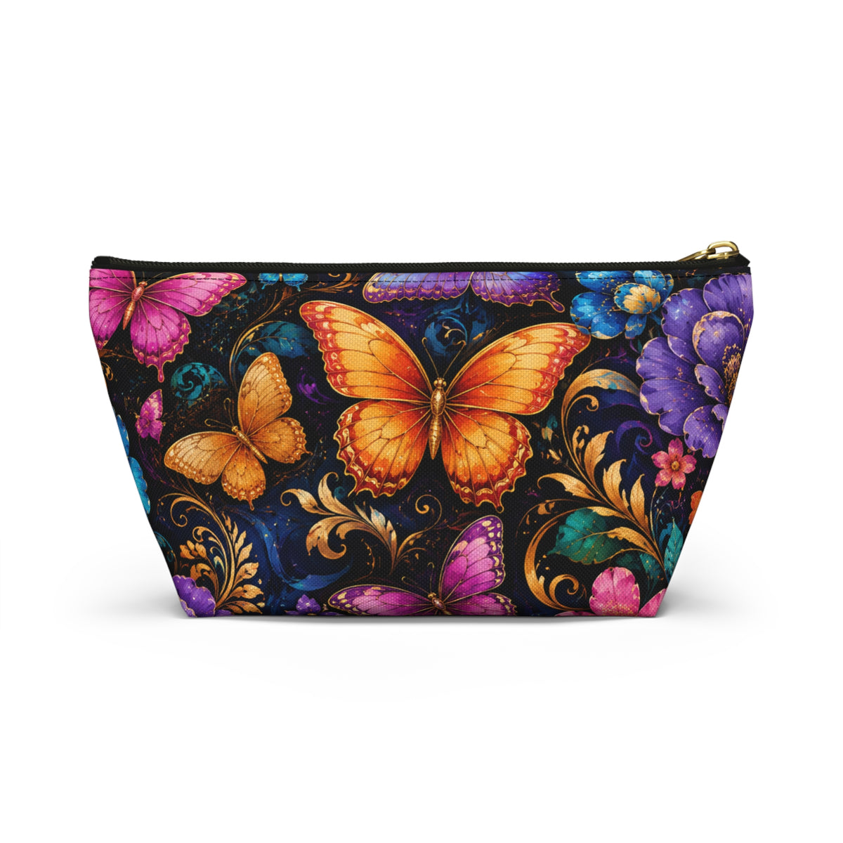 Butterfly Garden Accessory Pouch — Vibrant Floral Makeup Bag