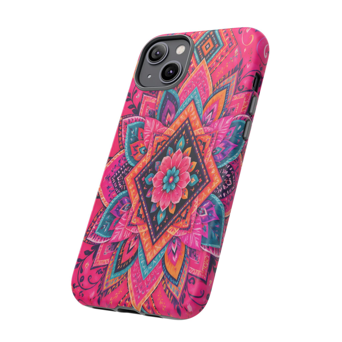Floral Mandala Tough Phone Case — Pink Boho Protective Cover