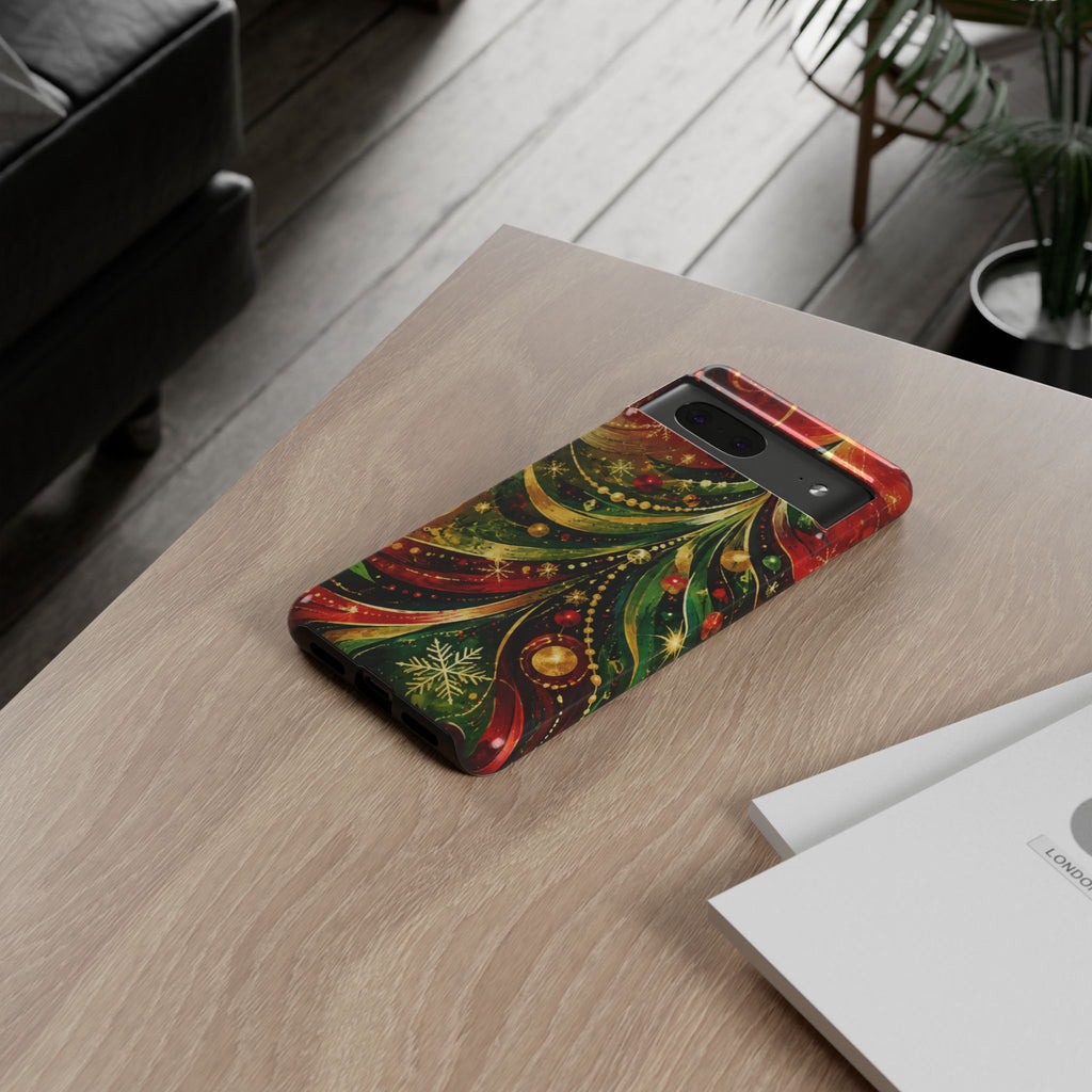 Christmas Tree Tough Phone Case — Festive Red & Green Holiday Phone Cover