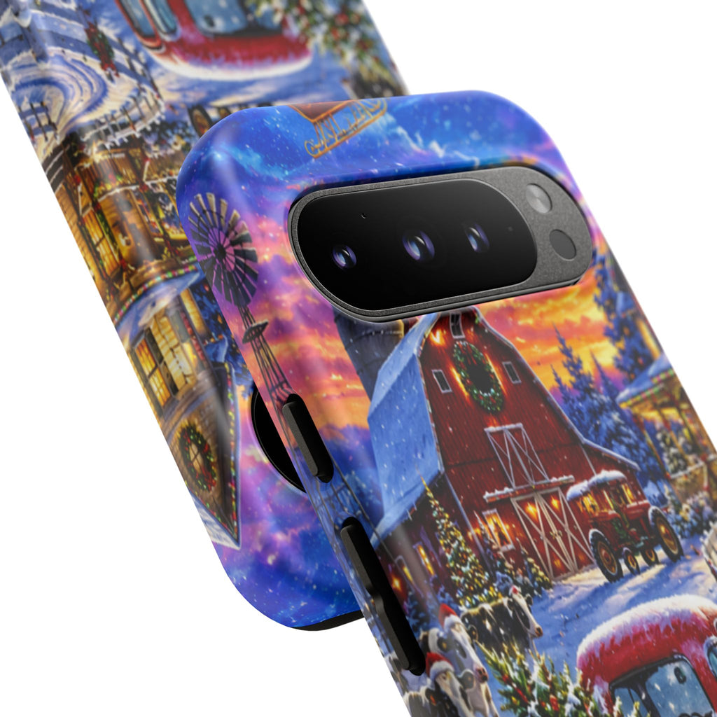 Christmas Farm Phone Case — Vintage Red Truck in Snowy Holiday Scene