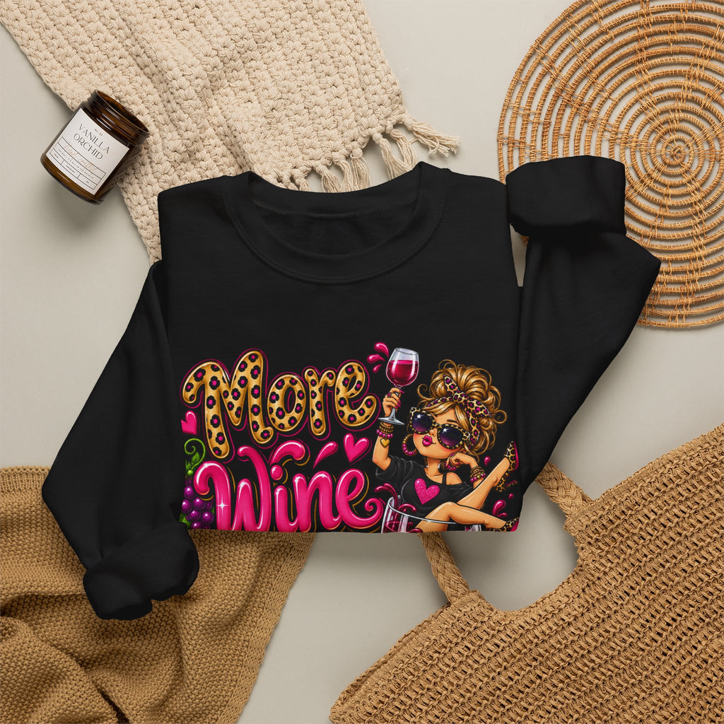 More Wine Please Sweatshirt — Funny Wine Lover Crewneck