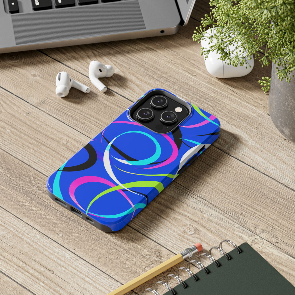 Tough Phone Case — Blue Abstract Swirl Protective Cover