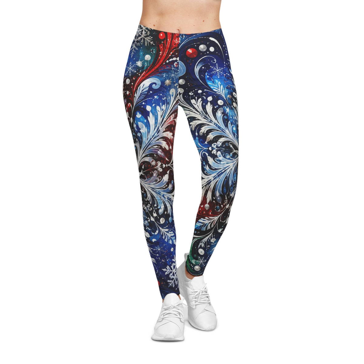 Snowflake Flourish Leggings — Women's Festive Winter Print Leggings