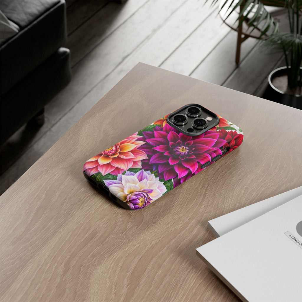 Floral Dahlia Tough Phone Case — Vibrant Protective Floral Phone Cover
