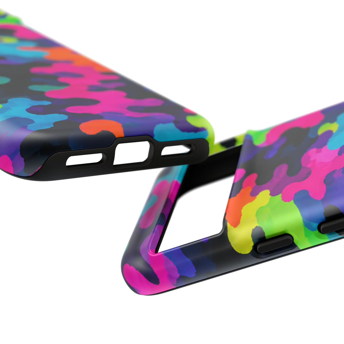 Neon Camo Tough Phone Case — Bright Rainbow Protective iPhone Cover