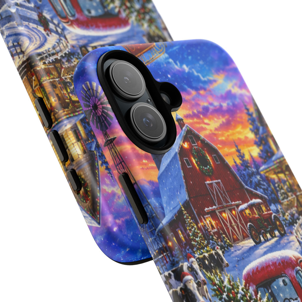 Christmas Farm Phone Case — Vintage Red Truck in Snowy Holiday Scene
