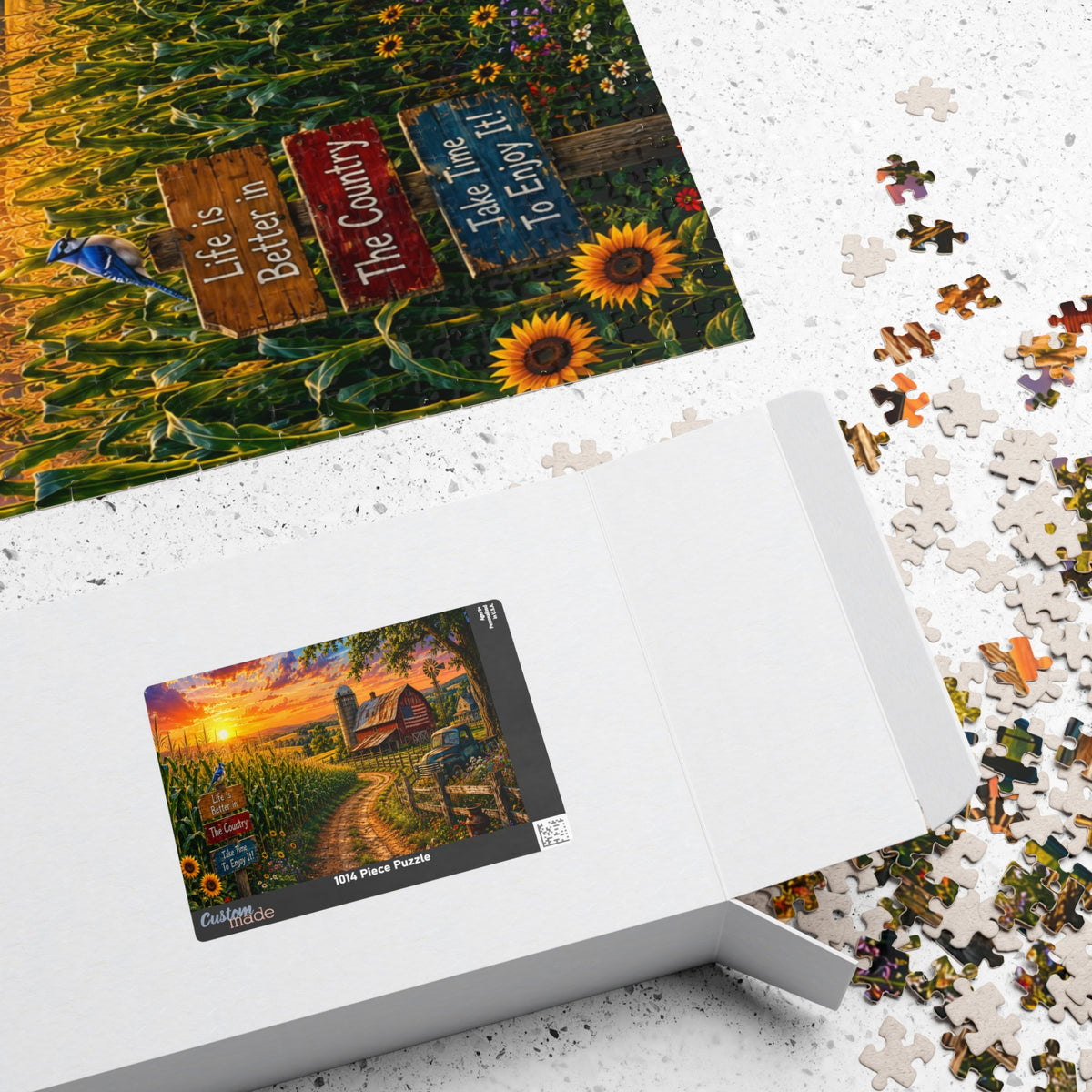 Country Sunrise Farm Puzzle — Scenic Barn Landscape Jigsaw (110–1014 pcs)