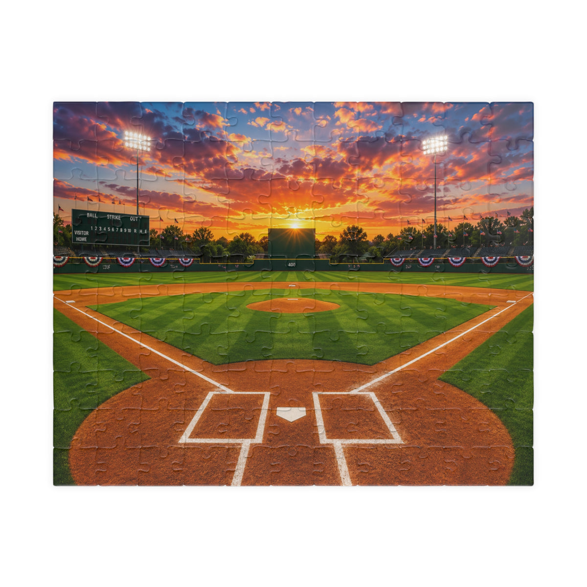 Sunset Baseball Field Jigsaw Puzzle — Stadium Scenery Puzzle (110/252/520/1014 pcs)